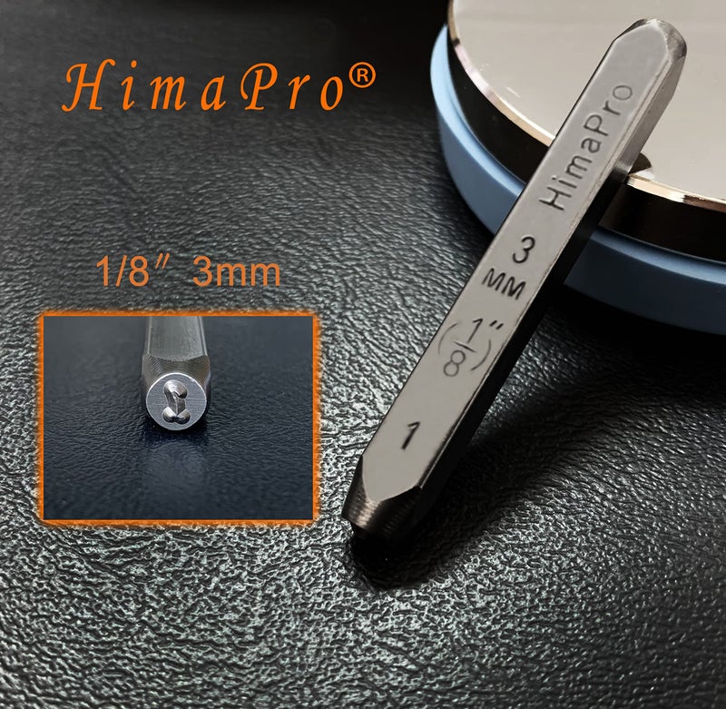 HimaPro 1/8''(3mm) 63 PCs Artistic Styled Number and Letter Metal Stamp Kit('A'-'Z', 'a'-'z', '0'-'9') with 3'' No-Rebound Steel Bench Block - Image 5